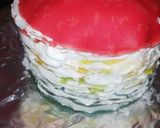 A picture of step 6 of Rainbow Crepe Cake.