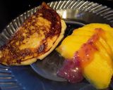 Foto del paso 10 de la receta: Omelette de plátano maduro para desayunar... 😘🍌🧀🥓🥚🍳🍌😘