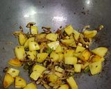 A picture of step 3 of Poi Saag and Potato Sabzi.