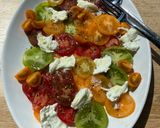 A picture of step 1 of Heritage Tomato and mozzarella salad.