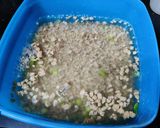 A picture of step 1 of Soya granules with potato and fresh green peas.