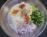 A picture of step 1 of Sindhi besan tikki curry.