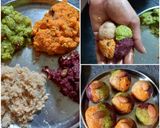 A picture of step 5 of Instant Colorful halwa laddus.