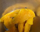 A picture of step 1 of Alphonso mango cream popsicle /kids favorite dessert.