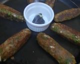 A picture of step 11 of Mutton Kebab with leftover meat and rice.