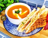 A picture of step 7 of Restaurant Style Classic Tomato Soup and Grilled Cheese Sandwich.