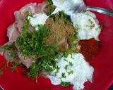A picture of step 1 of Reshmi chicken.