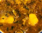A picture of step 3 of Aloo gosht curry.