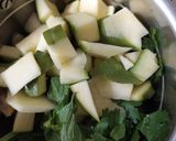A picture of step 2 of Panipuri chutney raw mango and mint chutney.