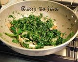 A picture of step 4 of Paruppu keerai (Kulfa Ka Saag in Hindi, Purslane in English) koottu.
