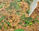 A picture of step 1 of Pad Kra Pow Shepherd’s Pie.