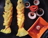 A picture of step 3 of Jau ka atta fish shape samosa.