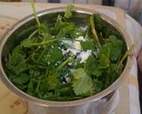 A picture of step 1 of Coriander leaves jowar puri.