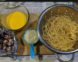 A picture of step 3 of Spaghetti carbonara.