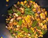 A picture of step 4 of Wok a Scramble!! 4 veg with Basil enthused oil in a scramble.