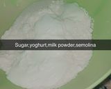 A picture of step 1 of Basbousa(Semolina Cake).
