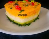 A picture of step 7 of Heart Shaped 3 Layers Tricolor Dhokla Savory Cake - 80th Independence Day Special.