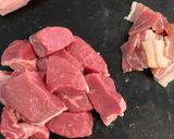 A picture of step 1 of Boeuf Bourguignon.