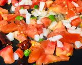 A picture of step 1 of Tomato peanut chutney with dash of Radish.
