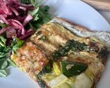 A picture of step 9 of Zucchini (Courgette) Tart with Lemon Ricotta and Basil Olive Oil.
