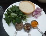 A picture of step 1 of Kheera Choru (leafy Vegetable rice).