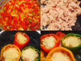 Pimientos tricolor rellenos de atún y verduras sin horno
