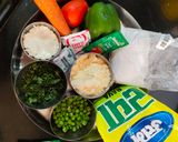 A picture of step 1 of Besan chilla with stuffing.