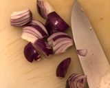 A picture of step 4 of “Snowed in” chicken and aubergine curry ❄️🌶.