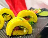 A picture of step 10 of Leave dhokla shushi roll.