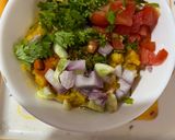 A picture of step 2 of Masoor Dal Bharta with North Indian Style Chapati and Chatpata Mango Pickle.