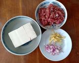Hình bước làm 1 của món Đậu hủ non hấp thịt băm