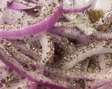 A picture of step 3 of Mild Pickled Red Onions with Coarse Salt and Ground Pepper.