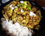 A picture of step 7 of Banana blossom or banana flower curry with coconut.