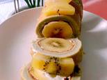 Bánh trà xanh cuộn kiwi - mini roll green tea cake with kiwies 🥝🥝🥝 bước làm 7 hình