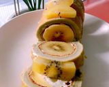 Hình bước làm 7 của món Bánh trà xanh cuộn kiwi - mini roll green tea cake with kiwies 🥝🥝🥝