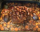 A picture of step 3 of California Farm Brisket for Passover with Dates, Mushrooms and Potato Kugel.