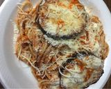 A picture of step 8 of Eggplant Spaghetti Parmesan.