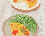 Une image de l'étape 4 de Quiche sans pâte au jambon/tomates cerises.