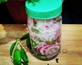 A picture of step 2 of Sirka onion achar.