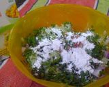 A picture of step 4 of Poha Spinach tikki.