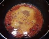 A picture of step 6 of Besan ke chille ki sabaji with mustard gravy.