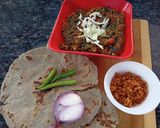 A picture of step 3 of Methi sabzi bajri roti and peanut chutney.