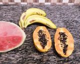 A picture of step 1 of Fruit Salad#Banana+3ingredients Challenge.