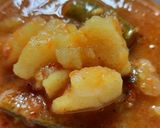 A picture of step 4 of Mooli paratha with Parwal sabji.