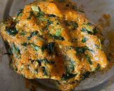 A picture of step 1 of Kathor undhiyu.