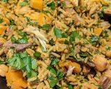 A picture of step 8 of Not-so-classic kedgeree w/ roast squash.