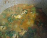 A picture of step 6 of Palak chicken with boiled rice.