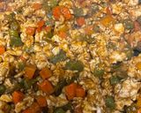 A picture of step 2 of Buffalo chicken rice.