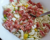 Foto del paso 1 de la receta: Tortilla crujiente de repollo pimiento y jamón
