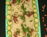 A picture of step 9 of Chicken satay with peanut sauce and mixed vegetable rice.